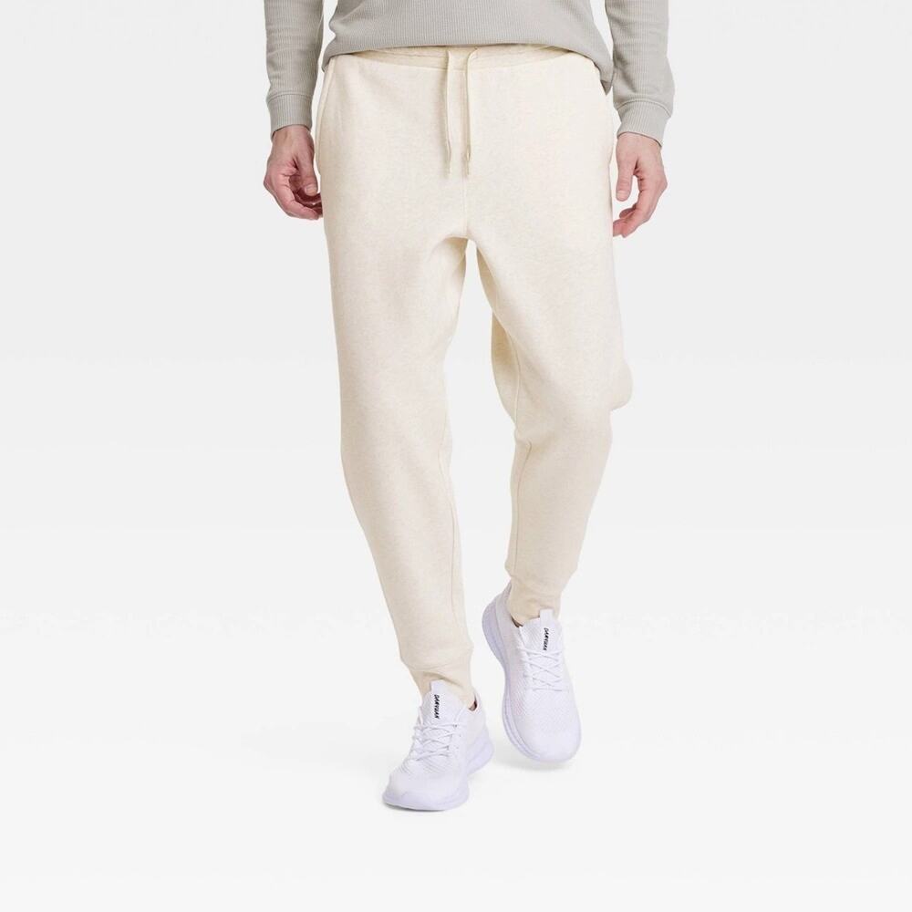All in Motion Men's Cotton Fleece‎ Jogger Pants Oatmeal Size Medium